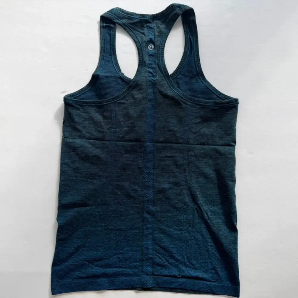 Lululemon Swiftly Tech Racerback Poolside Teal Black Size 6 Original Fit Run Gym